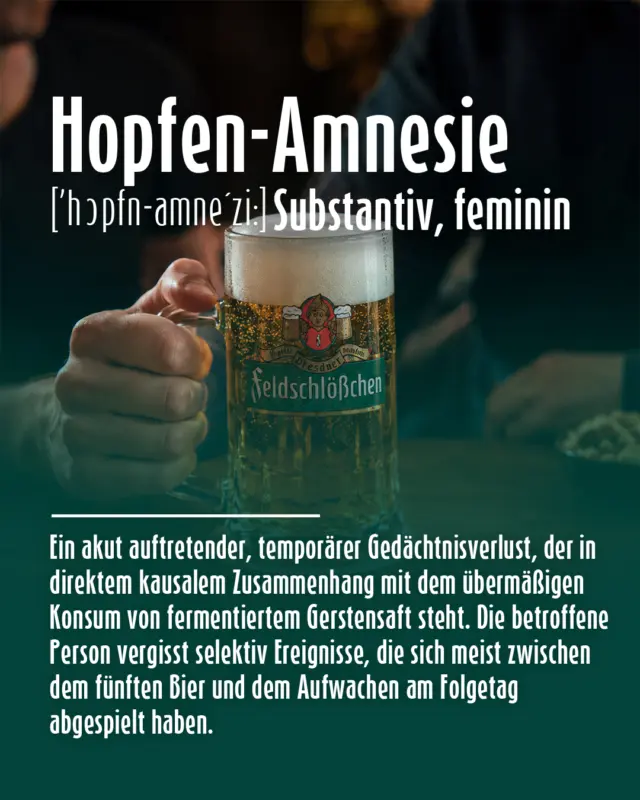 Das Bierlexikon: Hopfen-Amnesie 🍺🧠

Der Zustand, in dem man nach dem fünften Feldi plötzlich nicht mehr weiß, warum man eigentlich früh ins Bett wollte.
Symptome: gute Laune, spontane Pläne, plötzliche Lust auf eine weitere Runde.

Wer kennt's? 👇

#Feldschlößchen #Bierlexikon #HopfenAmnesie #Feierabend #Prost